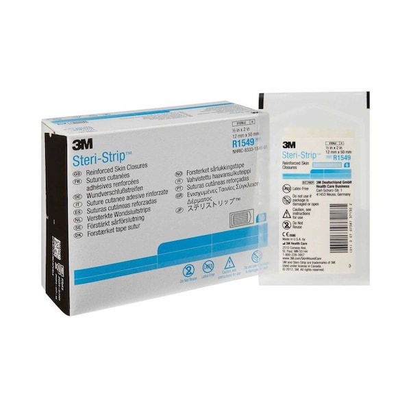 Steri-Strip Skin Closure Strip 1/2 X 2 Inch Nonwoven Material Reinforced Strip White, 300PK R1549 - main